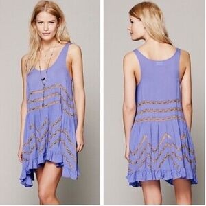 NWT Intimately Free People Periwinkle Purple Trapeze Voile Lace Dress Tiered